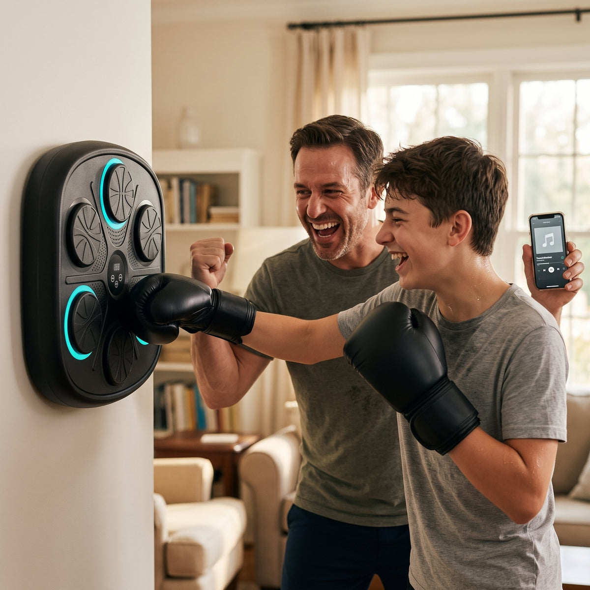 Father and son having fun with the RhythmPunch Amateur