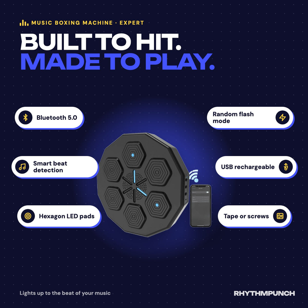 Features: Bluetooth music, light-up targets, built-in speaker